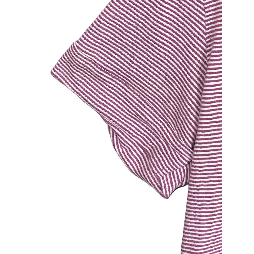 Brooks Brothers 346 Womens Purple White Striped Boat Neck Cotton T-Shirt Large - Picture 9 of 13